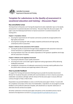 Template for submissions to the Quality of assessment in vocational
