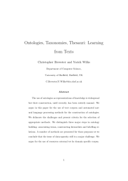 Ontologies, Taxonomies, Thesauri: Learning