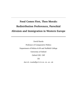 Food Comes First, Then Morals: Redistribution Preferences