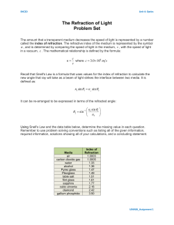 The Refraction of Light Problem Set