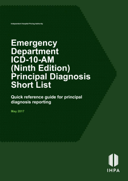 (Ninth Edition) Principal Diagnosis Short List