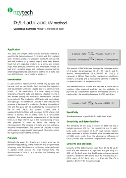 D-/L-Lactic acid, UV method