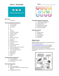 Unit 10 &ndash; Personality