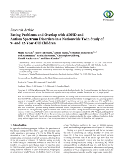 Research Article Eating Problems and Overlap with ADHD and