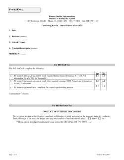 IRB Reviewer Worksheet for Continuing Review