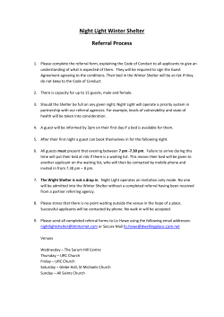 Night Light Winter Shelter Referral Process