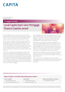 Local Capita team wins Mortgage Finance Gazette award