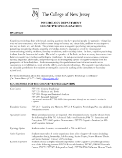 psychology department cognitive specialization