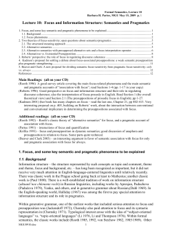 Focus and Information Structure: Semantics and Pragmatics