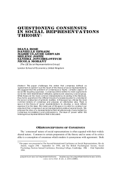 The `consensual` nature of social representations is often equated