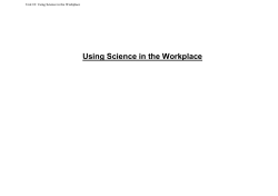 Unit 10 &ndash; Using Science in the Workplace Pupil Guidance