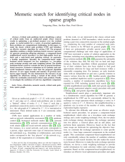 Memetic search for identifying critical nodes in sparse graphs