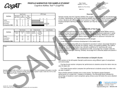 PROFILE NARRATIVE FOR SAMPLE STUDENT Cognitive Abilities