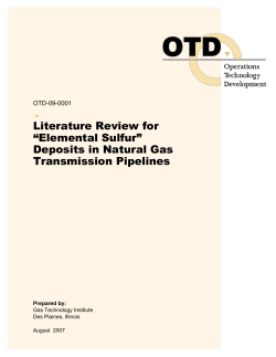 Literature Review for &ldquo;Elemental Sulfur&rdquo; Deposits in Natural Gas