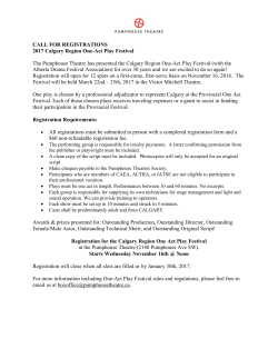 CALL FOR REGISTRATIONS 2017 Calgary Region One