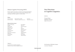 New Directions in Cognitive Linguistics