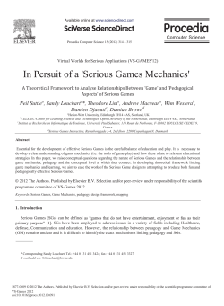 In Persuit of a `Serious Games Mechanics`