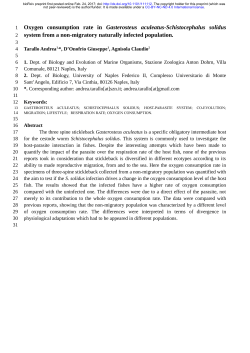 Oxygen consumption rate in Gasterosteus aculeatus