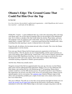 Obama`s Edge: The Ground Game That Could Put