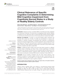Clinical Relevance of Specific Cognitive Complaints in