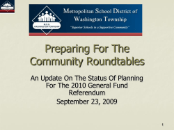 Preparing for the Forums - MSD Washington Township