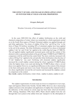 THE EFFECT OF SOIL AND FOLIAR SULPHUR APPLICATION ON