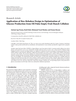 Application of Box-Behnken Design in Optimization of Glucose