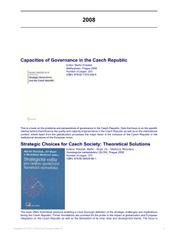 Capacities of Governance in the Czech Republic Strategic Choices