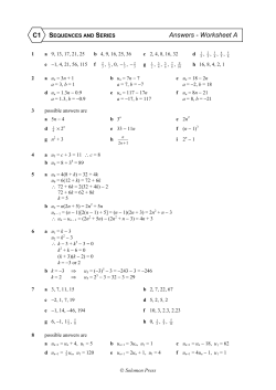 C1 Answers - Worksheet A
