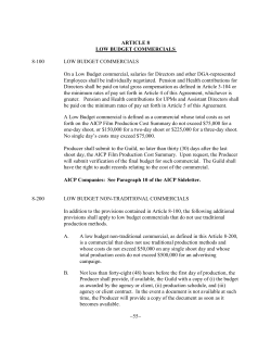 -55- ARTICLE 8 LOW BUDGET COMMERCIALS 8-100