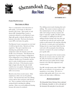 November 2011 This is a continuation of the discussion on milk