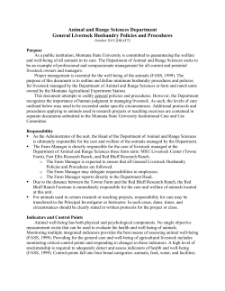 Animal and Range Sciences Department General Livestock