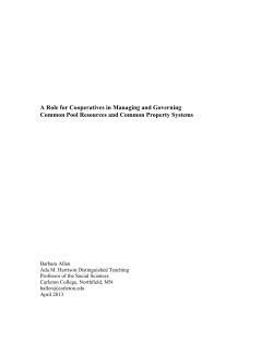 A Role for Cooperatives in Managing and Governing Common Pool