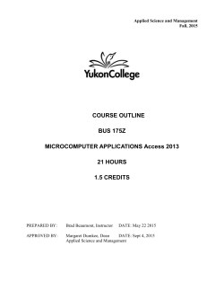 course outline - Yukon College