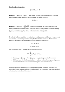Hamilton Jacobi equation , 0 Example 1. Let