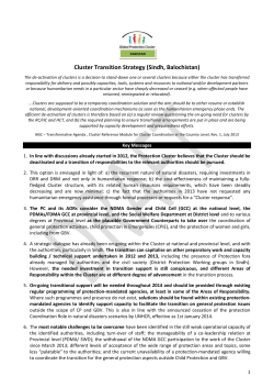 Pakistan Protection Cluster Transition Strategy 2013 ENG