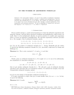 ON THE NUMBER OF ARITHMETIC FORMULAS 1. Introduction