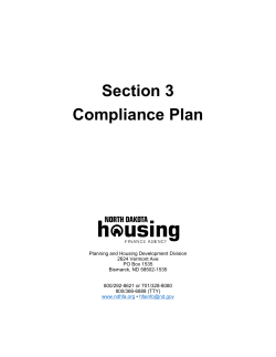 Section 3 Compliance Plan - North Dakota Housing Finance Agency