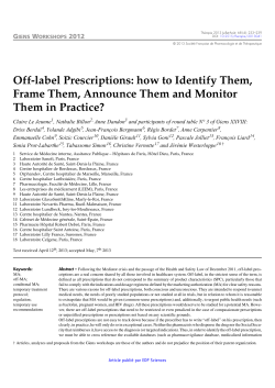 Off-label Prescriptions: how to Identify Them, Frame