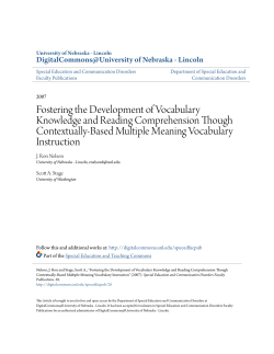 Fostering the Development of Vocabulary Knowledge and Reading