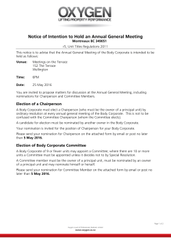 Notice of Intention to Hold an Annual General Meeting