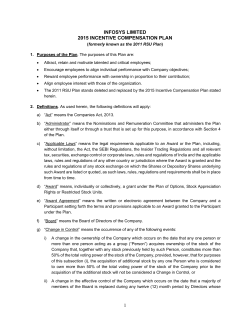 1 INFOSYS LIMITED 2015 INCENTIVE COMPENSATION PLAN