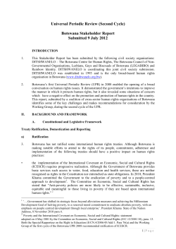 Universal Periodic Review (Second Cycle) Botswana Stakeholder