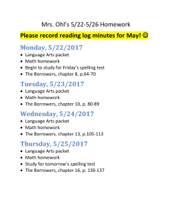 Mrs. Ohl`s 5/22-5/26 Homework Please record reading log minutes