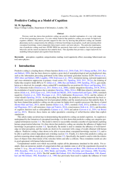 Predictive Coding as a Model of Cognition 1 Introduction