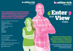 Enter and View Leaflet - Healthwatch Derbyshire