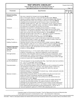 Test Specific Checklist