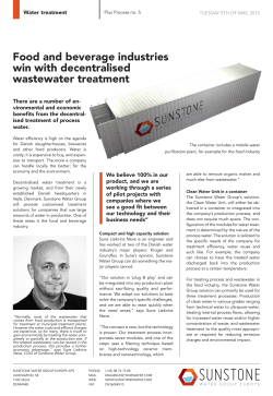 Food and beverage industries win with decentralised wastewater