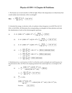 Physics 43 HW # 8 Chapter 40 Problems