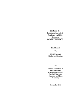 Study on the Economic Impact of Auditors` Liability Regimes
